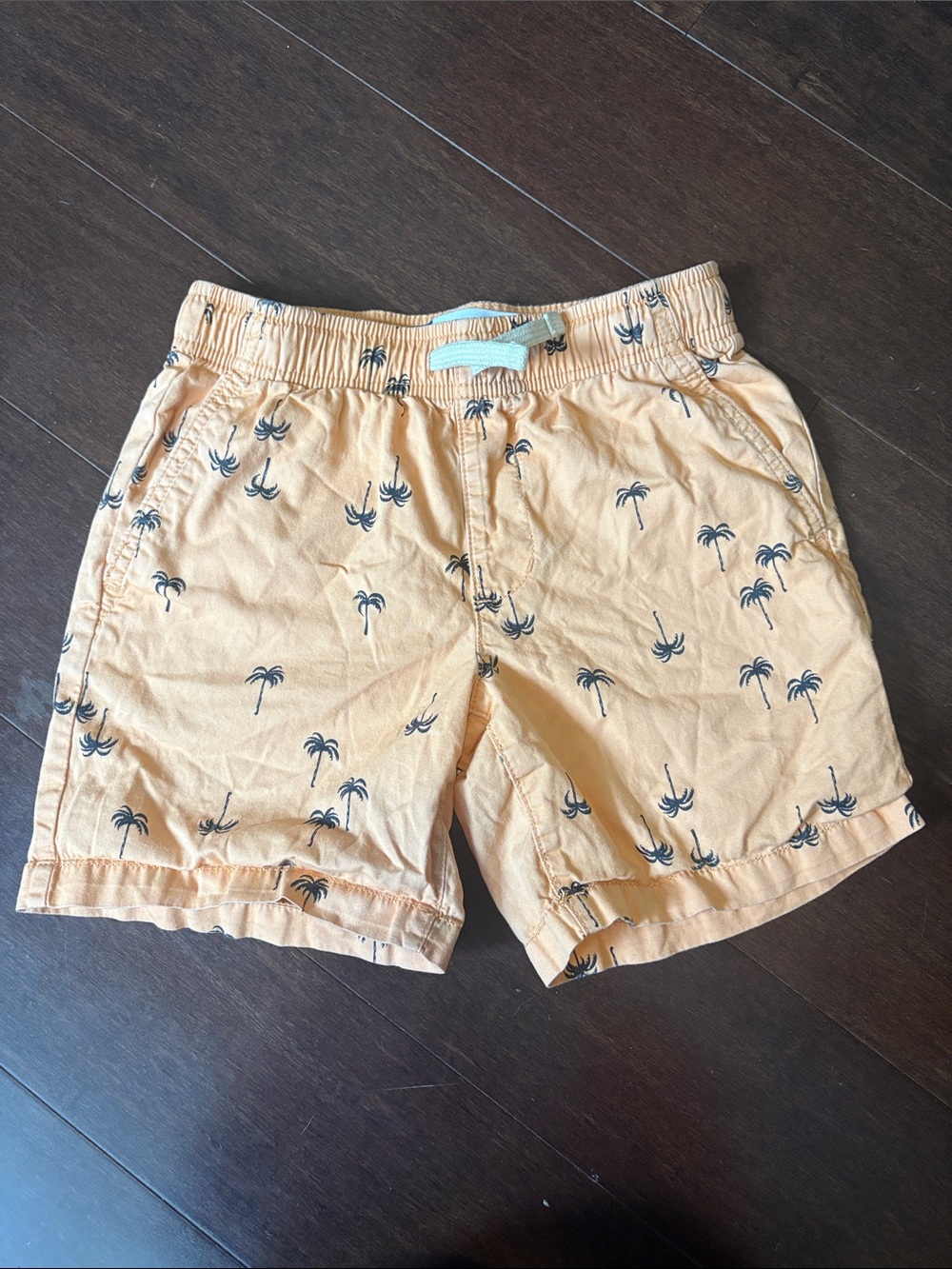 Boys Peach Palm-Print Casual Shorts